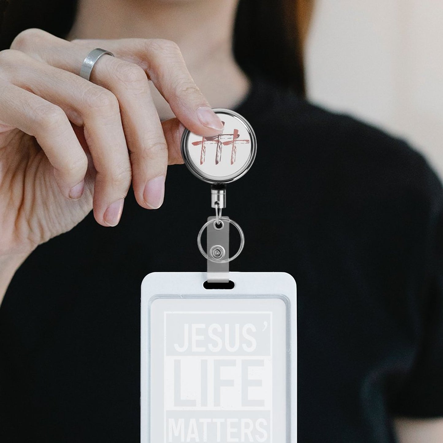 Three Crosses Metal Badge Clip